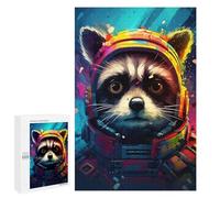 1000 PCS Puzzle Per Adulti Raccoon Astronaut Space Suit-7 Puzzle Per Adolescenti Difficile Difficile Ogni Pezzo È Unico - Gioco Divertente E Stimolante Per Tutta La Famiglia 1000 PCS