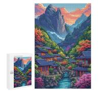 1000 PCS Puzzle Per Adulti Serene Mountain Village Scene Puzzle Per Adulti Antistress Difficili E Stimolanti Divertimento in Famiglia E Serate Di Gioco 1000 PCS