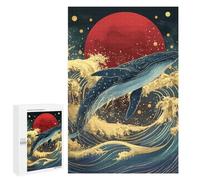 1000 PCS Puzzle Per Adulti Whale Riding Waves with Red Sun Puzzle Per Adolescenti: Migliora La Memoria. Ogni Pezzo È Unico - Giocattoli E Giochi Educativi 1000 PCS