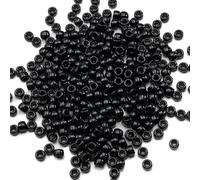 1000 perline acriliche nere per pony, 6 x 9 mm, per artigianato, bracciali, collane, gioielli, orecchini, intrecciature per capelli (nero)