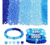1000 perline blu pony, 9 mm, per bracciali, blu | AWARDSEN Set di perline blu da infilare, per braccialetti fai da te, gioielli, collane, fai da te