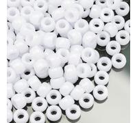1000 perline in acrilico bianco, 6 x 9 mm, per creazioni artistiche, bracciali, collane, gioielli, orecchini, intrecciature per capelli (bianco)