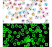 1000 perline in acrilico con lettera UV, illuminanti al buio, 4 x 7 mm dalla A alla Z, per creare braccialetti fai da te (perline trasparenti, motivo colorato)