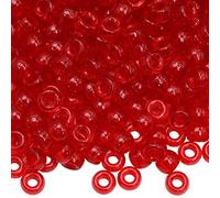 1000 perline per pony, 9 mm, in plastica arcobaleno, per collane, perline per capelli, trecce per ragazze, portachiavi, creazione di gioielli (glitter rossi)
