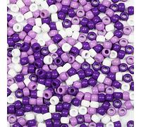 1000 perline per pony, perline multicolori, perline per trecce per capelli, perline per artigianato, perline in plastica, perline per capelli per trecce 6 x 9 mm (viola e bianco mix-1000)