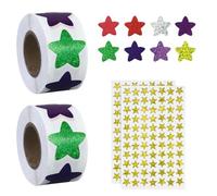 1000 Pezzi(2 Rotoli) adesivi a forma stelle con Brillantini, Adesivi a stelle multicolori,8 colori Adesive Bambini Stickers,Natale Adesivi Premio bambini, per scrapbooking