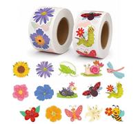 1000 Pezzi/2 Rotoli Adesivi Floreali Autoadesivi con Farfalle e Fiori, Etichette Decorative Autoadesive con Farfalle, Fiori e Insetti, Adesivi Decorativi Carini, per buste biglietti album di ritagli