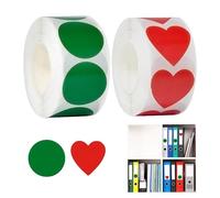 1000 Pezzi Adesivi A Forma di Cuore Rossi Autoadesivi, Adesivi Rotondi Verdi, 25 mm, Bollini Adesivi Colorati per Matrimoni, Scrapbooking, Regali, Artigianato, Rotolo da 500