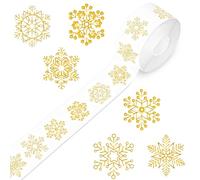 1000 pezzi adesivi natalizi 6 design, adesivi natalizi invernali con fiocchi di neve in lamina d'oro, adesivi natalizi per biglietti da 1,5 pollici, adesivi invernali regali di Natale decorazioni
