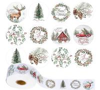 1000 Pezzi Adesivi Rotondi Natalizi, Merry Christmas Adesivi Natalizi, Chiudipacco Adesivis Natale, Perfetti per Decorazioni Natalizie di Sacchetti Regalo, Sacchetti per Caramelle E Scrapbooking