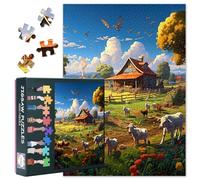 1000 pezzi agriturismo con mucche Jigsaw puzzle mucche su un prato verde, divertente puzzle per adulti, giochi di famiglia, decompressione, puzzle sfidante come regalo per gli amici, 50 cm x 70 cm
