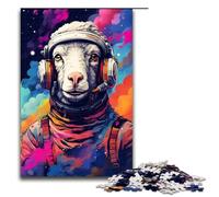 1000 pezzi Astronaut Sheep di Splatters Un sacco di puzzle spessi e colorati per adulti Divertimento per la famiglia Gioco per famiglie Antistress Sfida difficile 75x50 cm
