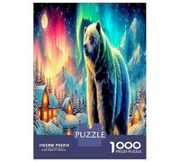 1000 Pezzi Bear Under Aurora Puzzle Divertente Gioco Per Famiglie Strong Wild Animals Puzzle Decorazione Per La Casa Per Adulti Ragazzi Bambini 38x26cm/1000pcs
