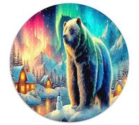 1000 Pezzi Bear Under Aurora Puzzle Divertente Gioco Per Famiglie Strong Wild Animals Puzzle Decorazione Per La Casa Per Adulti E Ragazzi 1000pcs (67.5x67.5cm)