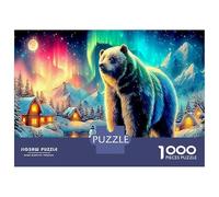 1000 Pezzi Bear Under Aurora Puzzle Divertente Gioco Per Famiglie Strong Wild Animals Puzzle Intrattenimento Creativo Per Adulti E Bambini Da 14 Anni E Più 52x38cm/1000pcs