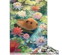 1000 pezzi Capibara in uno stagno di ninfee per adulti Puzzle difficili per adulti Puzzle divertenti per famiglie 1000 pezzi (75x50 cm)