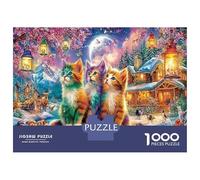 1000 Pezzi Christmas Cats Puzzle Decompressione Intellettuale Cute Pet Puzzle Intrattenimento Creativo Per Adulti Ragazzi Bambini 70x50cm/1000pcs