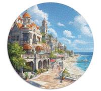 1000 Pezzi Circular Puzzle Sunset at The Harbor Rompicapo Per Adulti E Bambini Scenery Gioco Familiare Relax PaesaggiClassici Regalo Rilassamento 1000pcs (67.5x67.5cm)