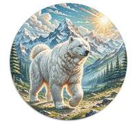 1000 Pezzi Circular Puzzle The Great Pyrenees Rompicapo Per Adulti E Bambini Pet Dog PaesaggiClassici Regalo Rilassamento Gioco Da Tavolo Giochi 1000pcs (67.5x67.5cm)