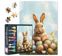 1000 pezzi coniglietti pasquali puzzle - uova di Pasqua colorate sul prato fiorito arte & tavola puzzle di alta qualità, 70 x 50 cm