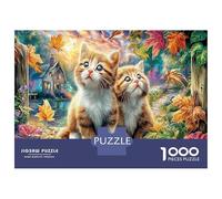 1000 Pezzi Cute Animals Per Adulti E Bambini Di 12 Anni in Su - Cartone Premium Puzzle Ultra Difficile Cats Gardening at Sunset & Regalo Di Compleanno Perfetto 52x38cm/1000pcs