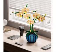 1000+ pezzi Decorazione elegante di orchidee, vaso rosa + blu, mosaico floreale in materiale ABS, giocattolo creativo di costruzione a blprofumobouquet in vaso per decorazione interna, modello a parti