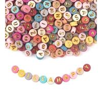 1000 pezzi di lettere alfabeti, perline forate, perline sciolte, rotonde, adatte per collane, bracciali, accessori fatti a mano, artigianato (colorato)