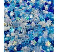 1000 pezzi di perline pony blu congelate e perline a forma di stella mix