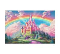1000 Pezzi Di Puzzles in Legno Rainbow Castle, Puzzle Gioco Regali Di Compleanno Decorativo Per Adulti E Adolescenti （75×50cm）