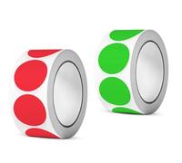 1000 Pezzi Etichette Adesive Colorate, 25mm Rotonde Bollini Adesivi Colorati, 1 Rotolo Rosso e 1 Verde, Perfetti per Scuola, Ufficio, Pianificazione & Organizzazione (500 per Rotolo)