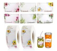 1000 Pezzi Etichette Marmellata Adesive, Etichette Adesive per Barattoli Vetro, 6 Diversi Marmellate Etichette per Barattolo di Marmellata, Etichette per Barattoli, Prodotti da Forno, Sacchetti Regalo