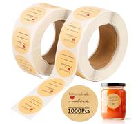 1000 Pezzi Etichette Per Marmellata, 2,5 Cm Etichette Autoadesivo Kraft, Rotonde Fatte a Mano Autoadesive,adesivi Decorativi per Regali Fatti in Casa per Decorazioni Buste, Sacchetti Regalo di Nozze