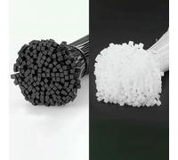 1000 pezzi fascette stringicavo in nylon bianco e nero autobloccanti con anello di fissaggio fascetta stringicavo in nylon con anello di bloccaggio avvolgicavo-4x200mm-bianco X10 (10000 pezzi)