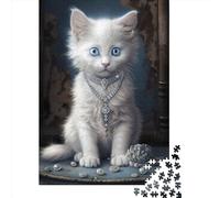 1000 pezzi Fluffy White Kitten 07 Puzzle quadrati creativi per adulti e puzzle di carta Gioco impegnativo 38x26 cm/1000 pezzi