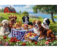 1000 pezzi Frameless Puzzle Fai Da Te,Picnic per cani puzzle,Puzzles in legno,Jigsaw Classici per Adulti e Bambini da 3 Anni