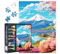 1000 pezzi Fujiyama Puzzle - Paesaggio di montagna giapponese con fiori di ciliegio Arte & Premium Puzzle Puzzle Asia Ikoto 70 x 50 cm