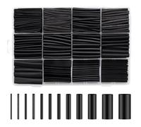 1000 pezzi Guaina Termorestringente nero, Set di tubi termoretraibili impermeabili 1-13 mm, per cavi elettrici,cavi di isolamento