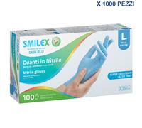 1000 pezzi GUANTI IN NITRILE monouso SMILEX skin blu pro L large 8/8,5