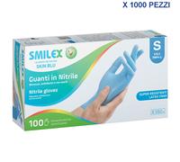 1000 pezzi GUANTI IN NITRILE monouso SMILEX skin blu pro S small 6/6,5