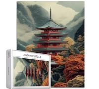 1000 pezzi intricato ricamo puzzle asiatico ispirato tempio montagna colori vivaci opere d'arte dettagliate impegnativo giochi di attività familiari colorato fai da te puzzle per la decorazione della