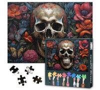 1000 pezzi Jigsaw Puzzle Per Adulti Cranio Con Fiori Jigsaw Puzzle Impossibile Sfida Gioco Cranio Circondato Da Fiori Colorati Puzzle Perfetto Per Famiglia Gioco Notte 50cmx70cm