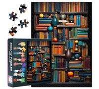 1000 pezzi libreria puzzle - antico libro decorazione arte con tavola puzzle di alta qualità, puzzle vintage per adulti, 70 x 50 cm
