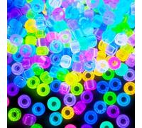 1000 Pezzi Luminose Perline Ponys, 6x9 mm Colorate Perle da Infilare, Perline per Fai Da Te Bambini, Acriliche Luminose Piccole Perle per Realizzare Bracciali, Collane, Oggetti Artigianali