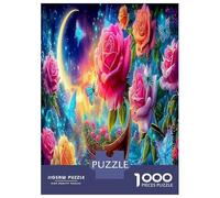 1000 Pezzi Magical Roses Puzzle Decompressione Intellettuale Under The Moon Flower Boat Puzzle Decorazione Per La Casa Per Adulti E Ragazzi 70x50cm/1000pcs