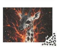 1000 Pezzi Mini Puzzle per Adolescenti Giraffa Fuoco Arte Sfida | 70 x 50 cm Cartone Decorazione Soggiorno Taglio Accurato Regalo Amico Rilassamento