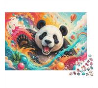 1000 Pezzi Mini Puzzle per Adolescenti Panda Pallone Arcobaleno Rilassante | 70x50cm Carta Amanti D'arte Gioco Di Puzzle Taglio Preciso Decorazione Soggiorno