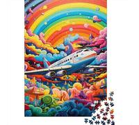1000 Pezzi Mini Puzzle per Adulti Aereo Arcobaleno Nuvola Idea Regalo | 70x50cm Cartone Amanti Puzzle Rilassamento Mentale Puzzle Assemblaggio Regalo Amico Decorazione Casa