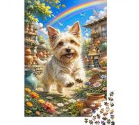 1000 pezzi Mini puzzle per adulti cane arcobaleno fiore difficile | 70 x 50 cm Cartone Decorazione Soggiorno Struttura Durevole Regalo Amico Sollievo Dello Stress