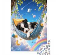 1000 Pezzi Mini Puzzle per Adulti Cane Arcobaleno Stella Difficile | 70 x 50 cm cartone decorazione soggiorno superficie liscia regalo amico relax