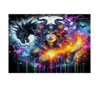 1000 pezzi Mini Puzzle per Adulti Drago Donna Fuoco Difficile | 52 x 38 cm Cartone Decorazione Soggiorno Struttura Durevole Regalo Amico Rilassamento